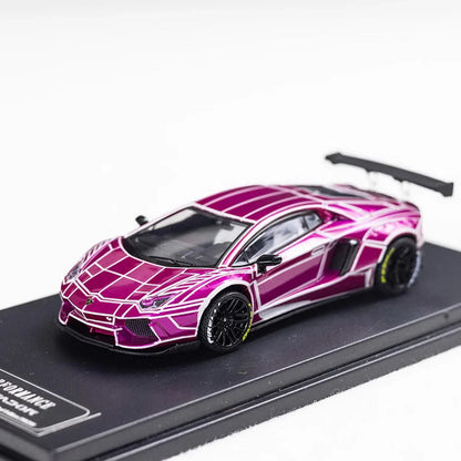 KING Model 1:64 Lamborghini LB Aventador Performance – Metallic Pink Grid Edition Diecast Model Car - Jaiman Toys