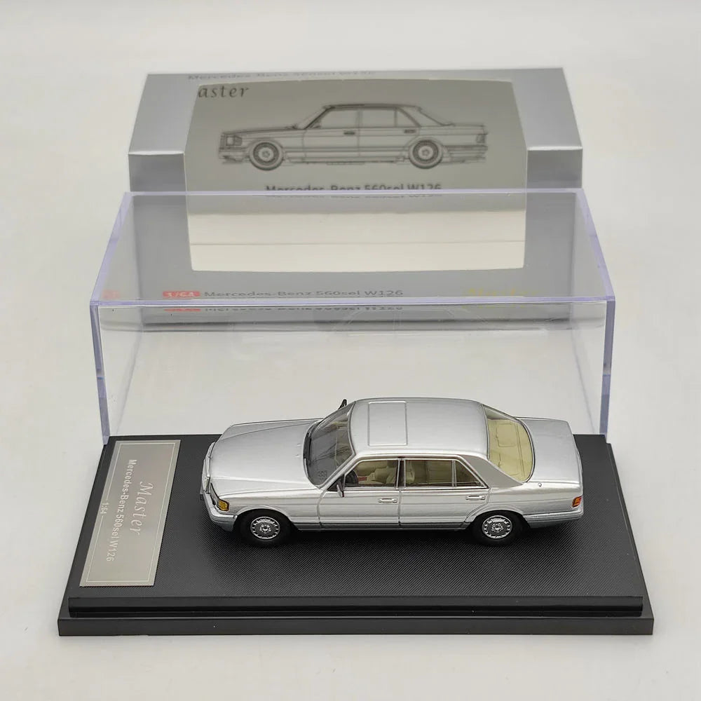MERCEDES BENZ 560SEL W126 1/64 Diecast Car Sixth Generation S -Class Silver Model BY MASTER - Jaiman Toys