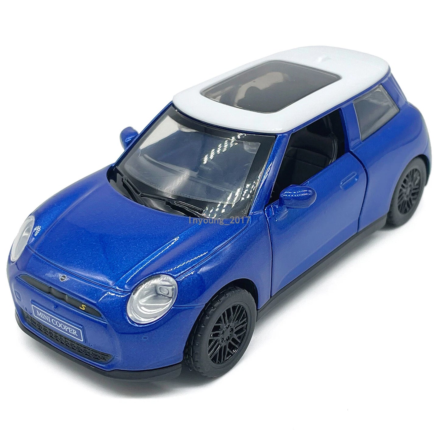 MSZ 1:38 Mini Cooper SE J01 Blue Die-Cast Model Car with Openable Doors