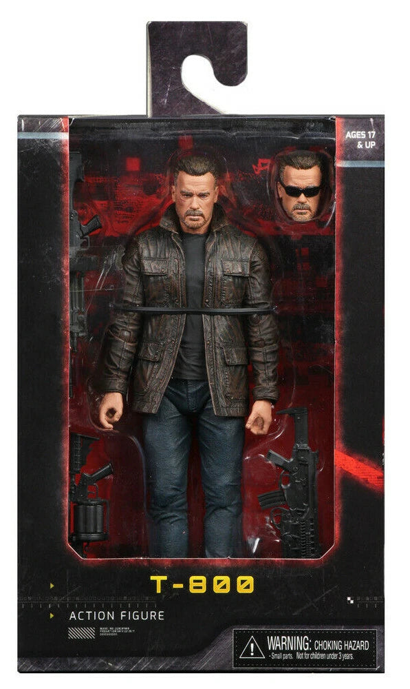 Terminator Dark Fate T-800 Action Figure – Highly Detailed Collectible with Interchangeable Hands, Sunglasses, Weapons & Display Stand