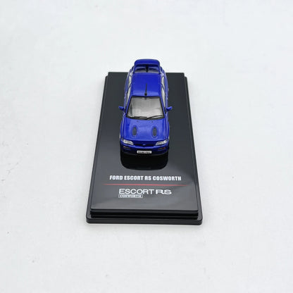 INNO64 Ford Escort RS Cosworth (LHD) Blue 1:64 Scale Die-Cast Model Car | Premium Ford Rally Collectible Miniature, Detailed Interior, Rubber Tires, Authentic Replica with Display Case & Collector Box