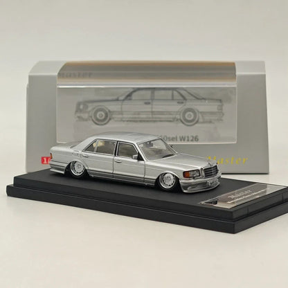 MERCEDES BENZ 560SEL W126 Silver 1/64 Diecast Car 6Gen Silver Low-Lung Edition MODEL BY MASTER - Jaiman Toys
