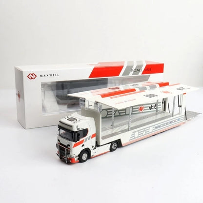 Maxwell 1:64 Scania S730 V8 Idemitsu Transport Truck Diecast Model | Premium Car Carrier Trailer Collectible