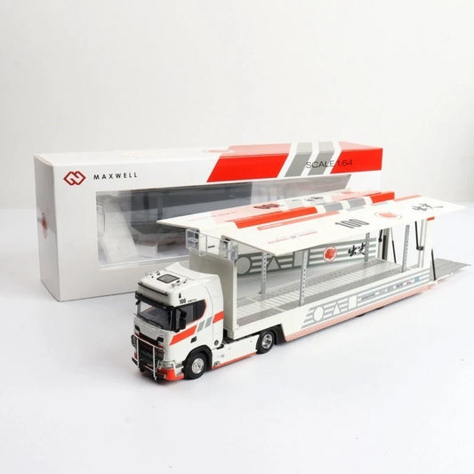 Maxwell 1:64 Scania S730 V8 Idemitsu Transport Truck Diecast Model | Premium Car Carrier Trailer Collectible