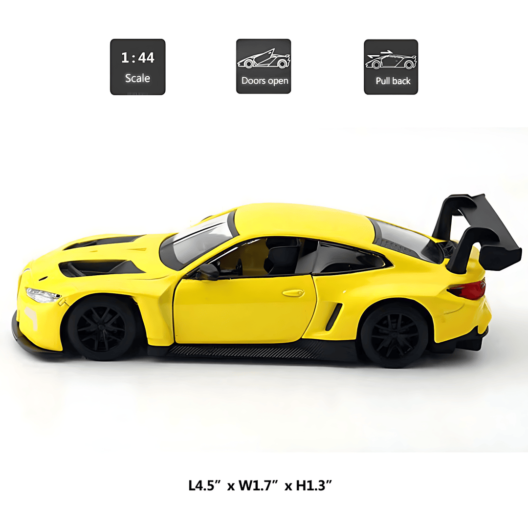 MSZ 1:44 BMW M4 GT3 Die-Cast Model Car – Yellow | Pull Back Action (67726)