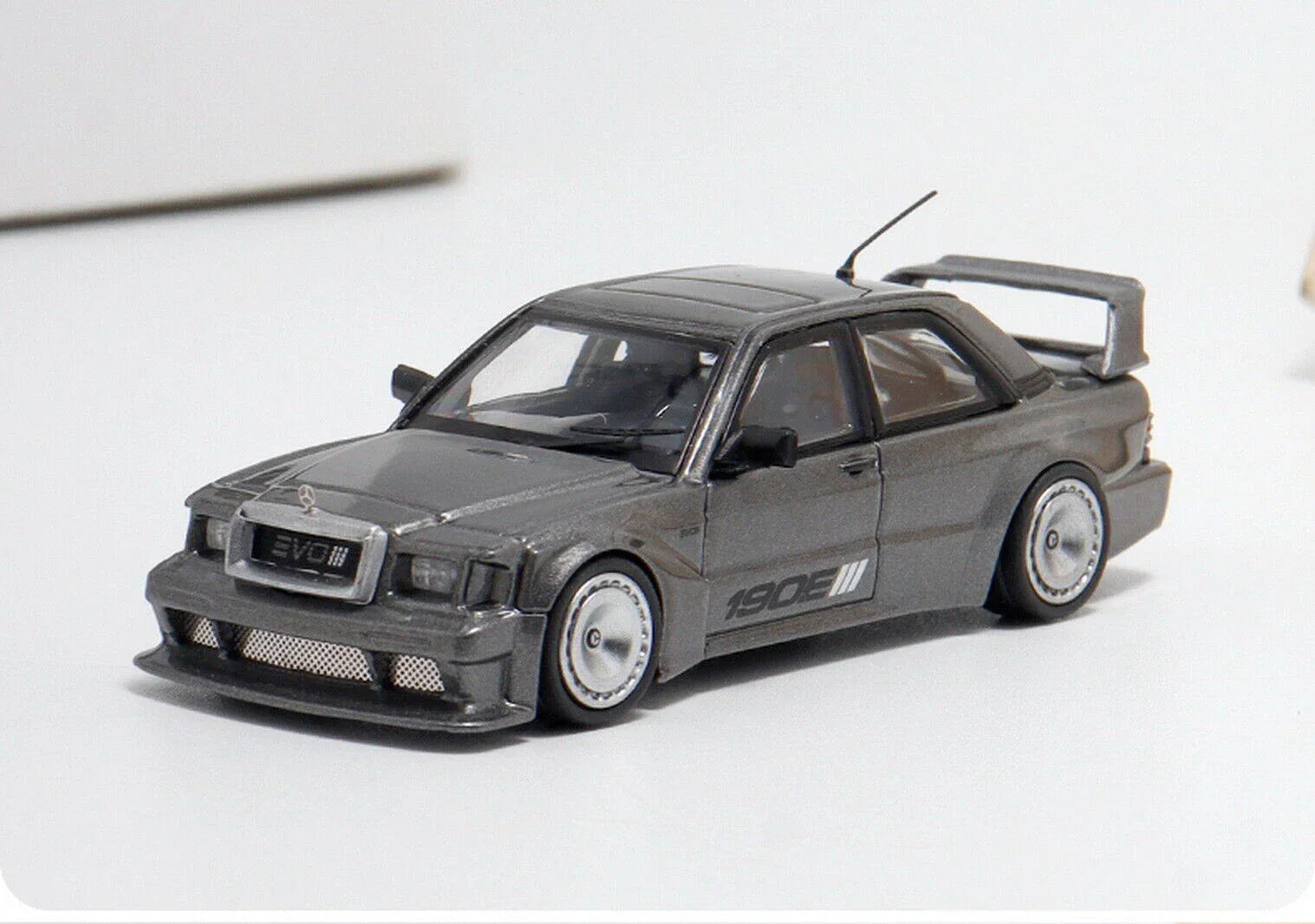 BSC 1/64 Scale Mercedes-Benz 190E EVO III Grey Diecast Car Model - Jaiman Toys