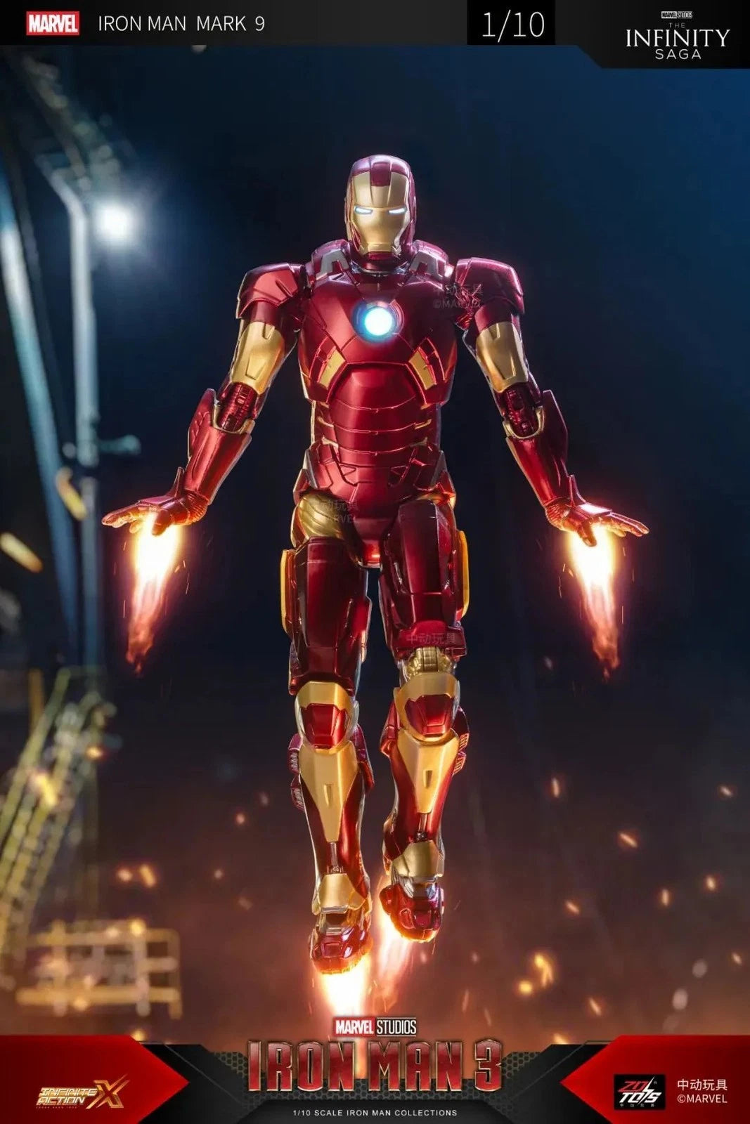 ZD Toys Marvel Avengers 1/10 Scale Iron Man Mark 9 (MK9) Figure I Marvel Studios Iron Man 3 Collector Action Figure