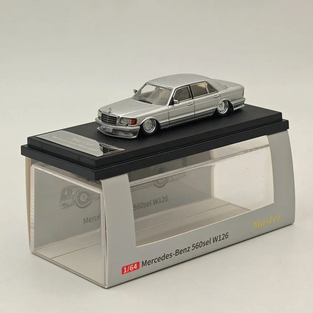 MERCEDES BENZ 560SEL W126 Silver 1/64 Diecast Car 6Gen Silver Low-Lung Edition MODEL BY MASTER - Jaiman Toys