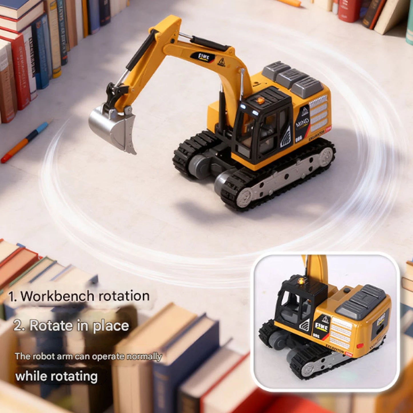 TRASPED HG4-413 1:64 Scale Mini RC Excavator | Alloy Bucket | 270° Rotation | App Control | Lights & Sound