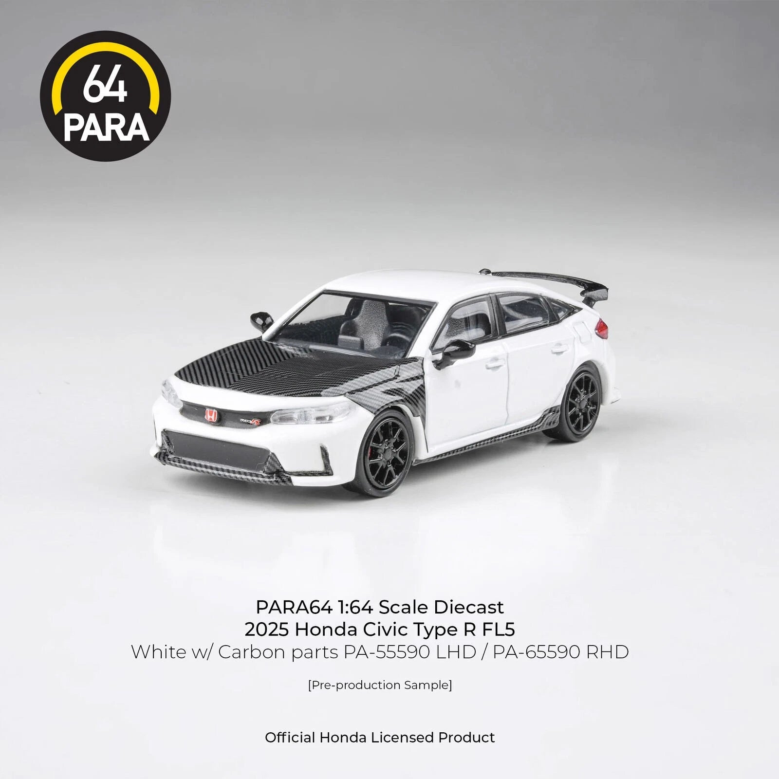 PARA64 1:64 2023 Honda Civic Type R FL5 White with Carbon Parts