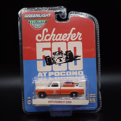 Greenlight Hobby Exclusive 1:64 – 1971 Ford F-250 “Schaefer 500 at Pocono” Official Truck | Die-Cast Collectible Model