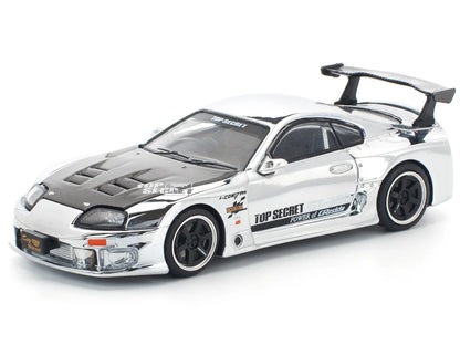 POP RACE 1:64 Top Secret GT300 Supra Silver Chrome – Scale Premium Diecast Collectible Model Car