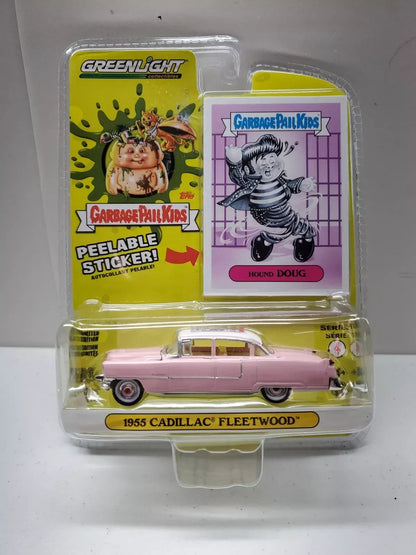 Greenlight Garbage Pail Kids – 1955 Cadillac Fleetwood with Hound Doug Peelable Sticker (1:64 Scale Die-Cast) - Jaiman Toys