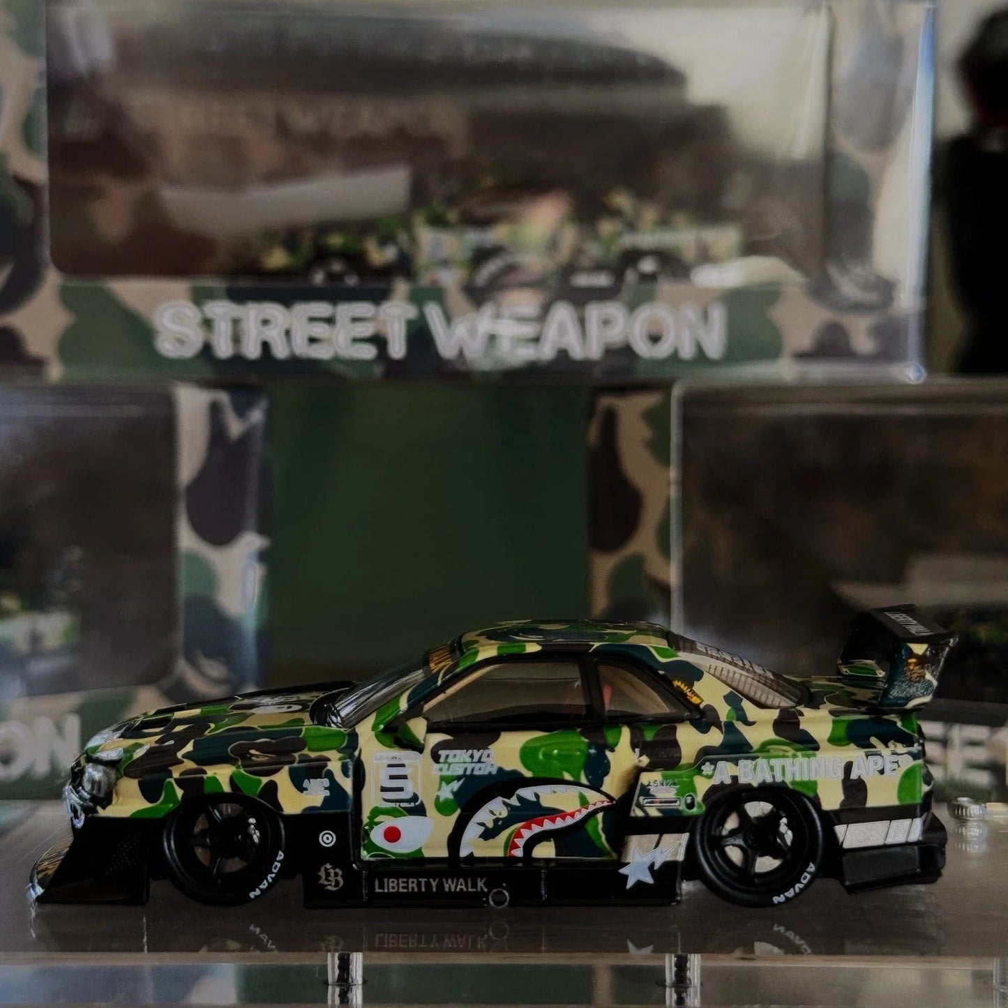 Street Weapon 1:64 Liberty Walk A Bathing Ape Camo Diecast Car Model - Jaiman Toys