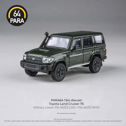 PARA64 1:64 2014 Toyota Land Cruiser LC76 Military Green (RHD) Diecast Model Car Collectible