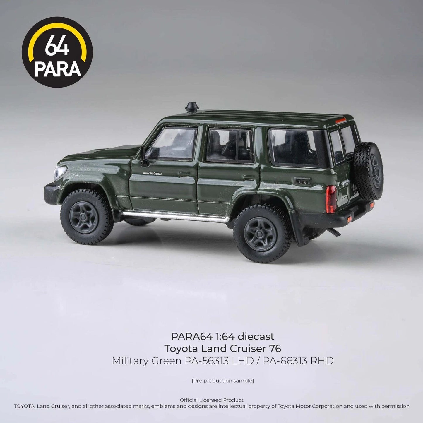 PARA64 1:64 2014 Toyota Land Cruiser LC76 Military Green (RHD) Diecast Model Car Collectible