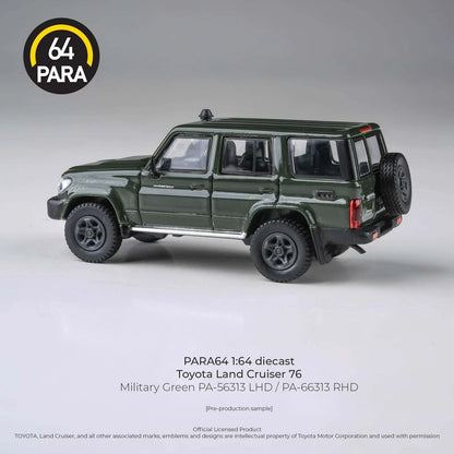 PARA64 1:64 2014 Toyota Land Cruiser LC76 Military Green (RHD) Diecast Model Car Collectible