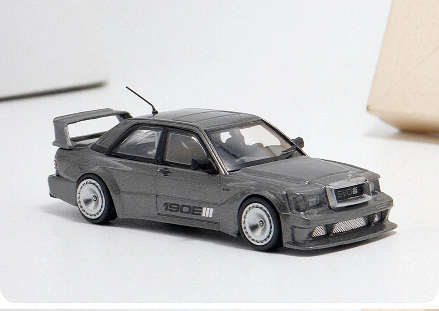 BSC 1/64 Scale Mercedes-Benz 190E EVO III Grey Diecast Car Model - Jaiman Toys