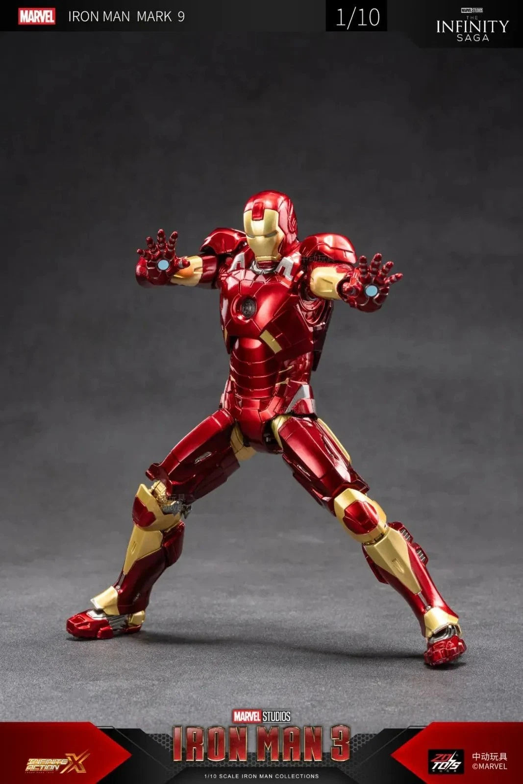 ZD Toys Marvel Avengers 1/10 Scale Iron Man Mark 9 (MK9) Figure I Marvel Studios Iron Man 3 Collector Action Figure