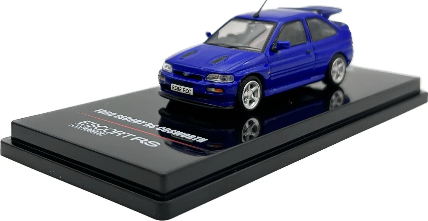 INNO64 Ford Escort RS Cosworth (LHD) Blue 1:64 Scale Die-Cast Model Car | Premium Ford Rally Collectible Miniature, Detailed Interior, Rubber Tires, Authentic Replica with Display Case & Collector Box