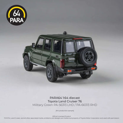PARA64 1:64 2014 Toyota Land Cruiser LC76 Military Green (RHD) Diecast Model Car Collectible