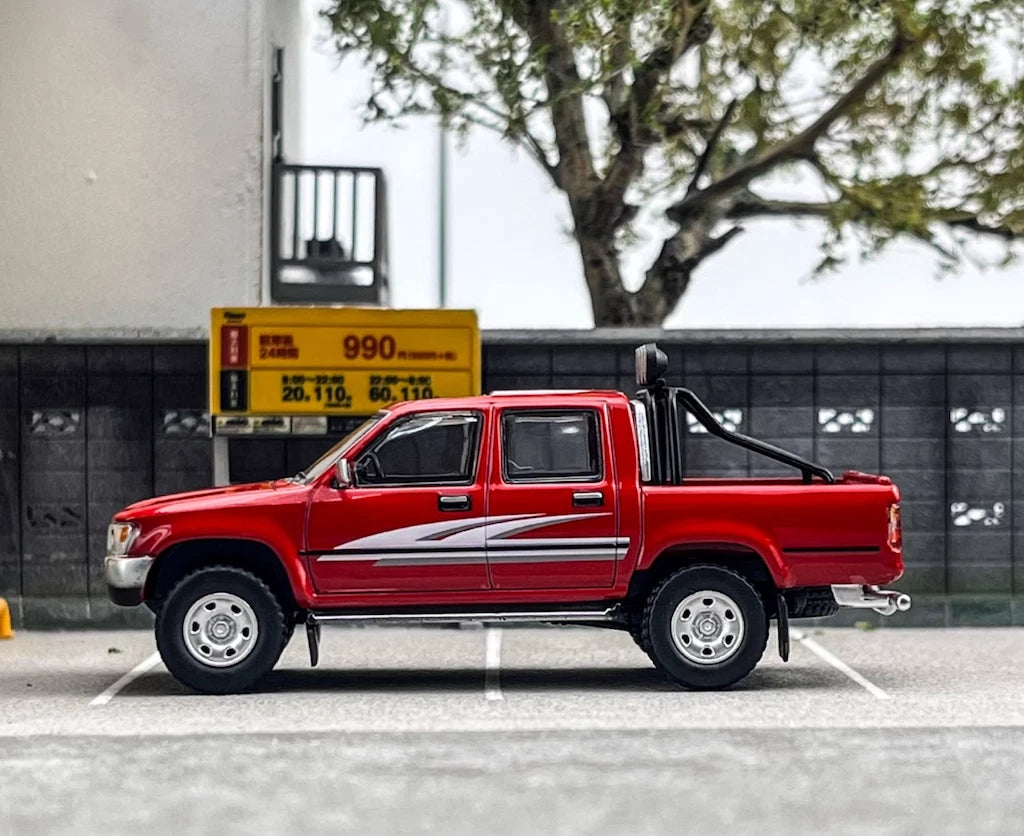 MASSDI 1:64 Toyota Hilux LN107 Double Cab 4WD 1994 (Red) Die-Cast Model Car – Premium Off-Road Pickup Truck Collectible