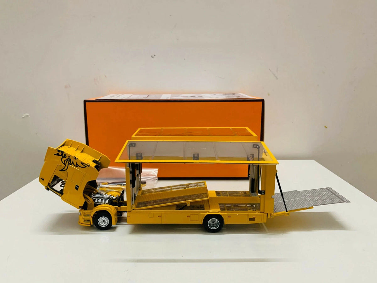 GCD 1:64 Scania 730 S Enclosed Double Deck Tow Truck Diecast Model – Yellow