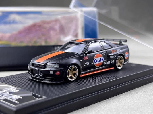 NISSAN SKYLINE GT-R BLACK GULF DIECAST CAR BY FUJI MODEL - Jaiman Toys