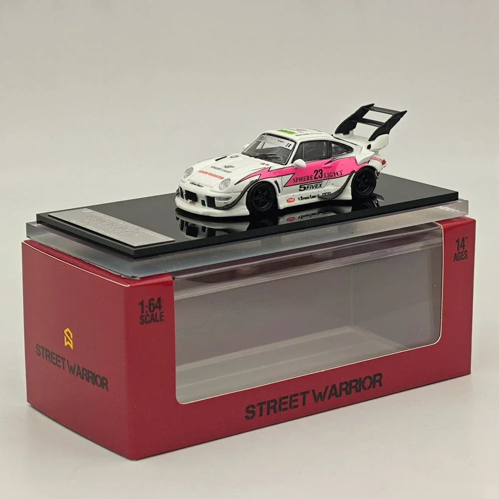 Street Warrior 1:64 Rauh-Welt Modified White/Pink #23 Diecast Model Car - Jaiman Toys
