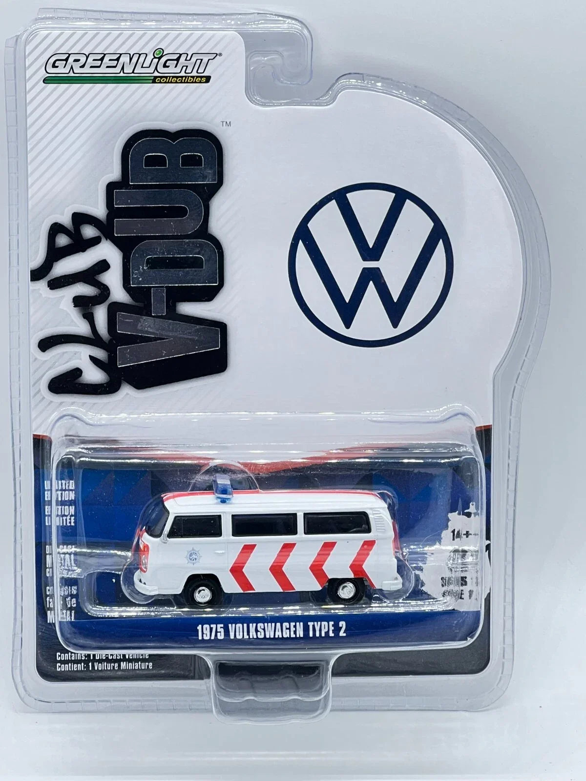 Greenlight Club V-Dub – 1975 Volkswagen Type 2 (Police Van) Die-Cast Car (1:64 Scale) - Jaiman Toys