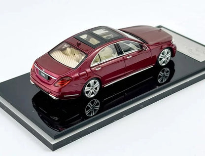 Glory Model 1:64 Mercedes-Benz S320L W222 Wine Red Die-Cast Model Car | Luxury Sedan Collectible with Opening Hood & Spare Wheels