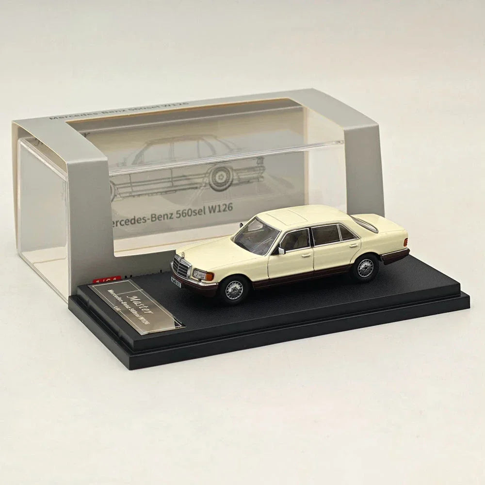 MERCEDES BENZ 560SEL W126 Off-White 1/64 Diecast Car Edition MODEL BY MASTER - Jaiman Toys