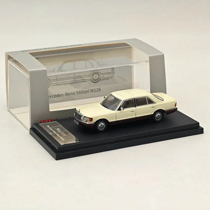 MERCEDES BENZ 560SEL W126 Off-White 1/64 Diecast Car Edition MODEL BY MASTER - Jaiman Toys