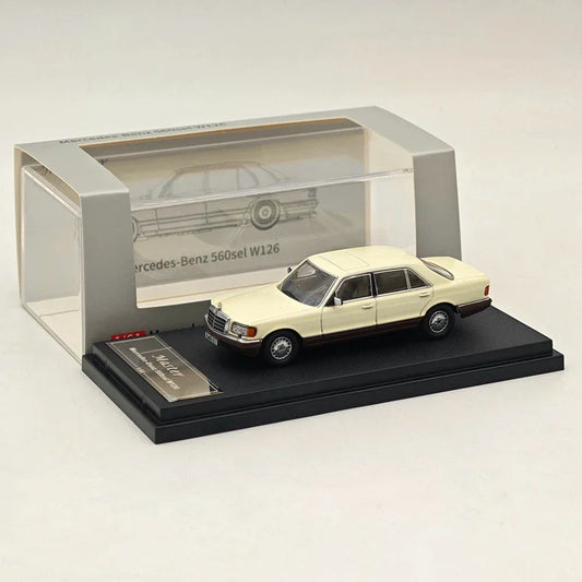 MERCEDES BENZ 560SEL W126 Off-White 1/64 Diecast Car Edition MODEL BY MASTER - Jaiman Toys