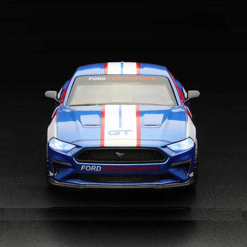 MSZ 1:32 2018 Ford Mustang GT Die-Cast Model Car – Blue |Pull Back, Openable Doors, Light & Sound (68702A)