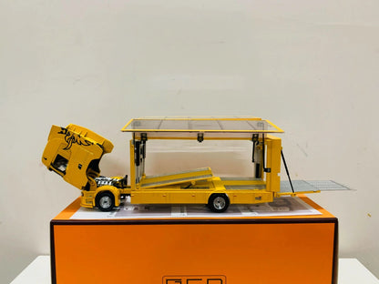 GCD 1:64 Scania 730 S Enclosed Double Deck Tow Truck Diecast Model – Yellow