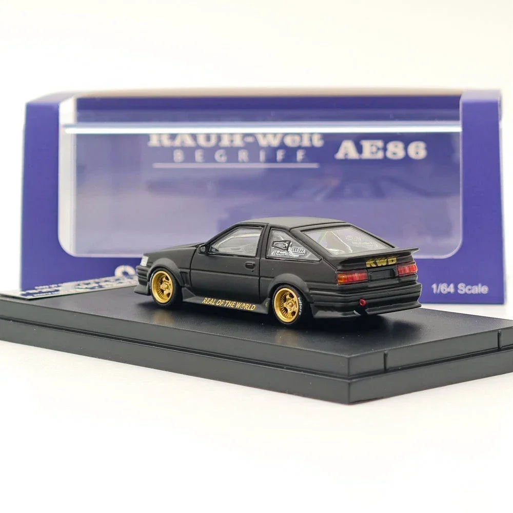STREET WARRIOR 1/64 RWB AE86 Black with Gold Accents Diecast Models Car Limited Collection - Jaiman Toys