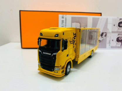 GCD 1:64 Scania 730 S Enclosed Double Deck Tow Truck Diecast Model – Yellow