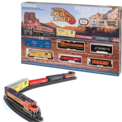 Bachmann The Chief HO Scale Ready-to-Run Electric Train Set | Complete Freight Train Starter Kit with Locomotive, Freight Cars, E-Z Track, Power Pack & Speed Controller | 1:87 Scale