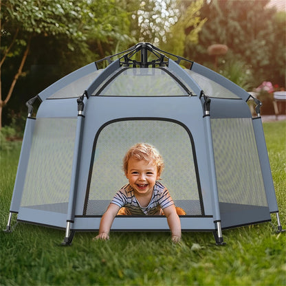 Breatoi Portable Playpen Tent House with UV Covers – Foldable Indoor & Outdoor Mesh Enclosure with Carry Bag (148cm)