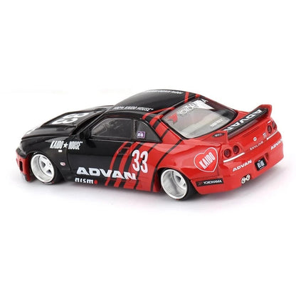 Kaido House x Mini GT 191 Nissan Skyline GT-R (R33) Kaido Works ADVAN – 1:64 Diecast Model Car