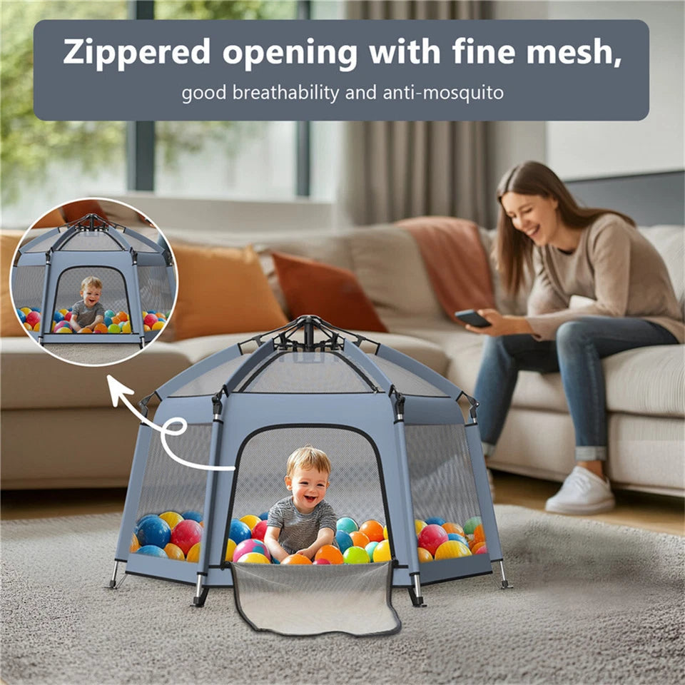 Breatoi Portable Playpen Tent House with UV Covers – Foldable Indoor & Outdoor Mesh Enclosure with Carry Bag (148cm)