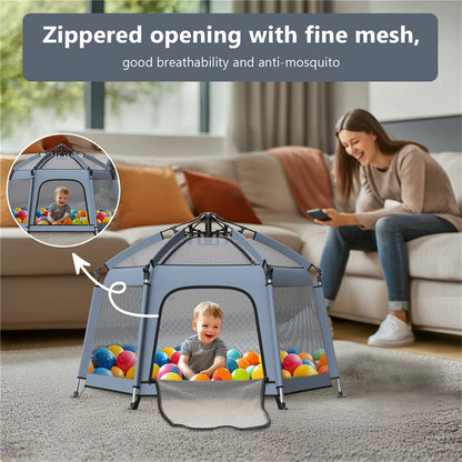 Breatoi Portable Playpen Tent House with UV Covers – Foldable Indoor & Outdoor Mesh Enclosure with Carry Bag (148cm)