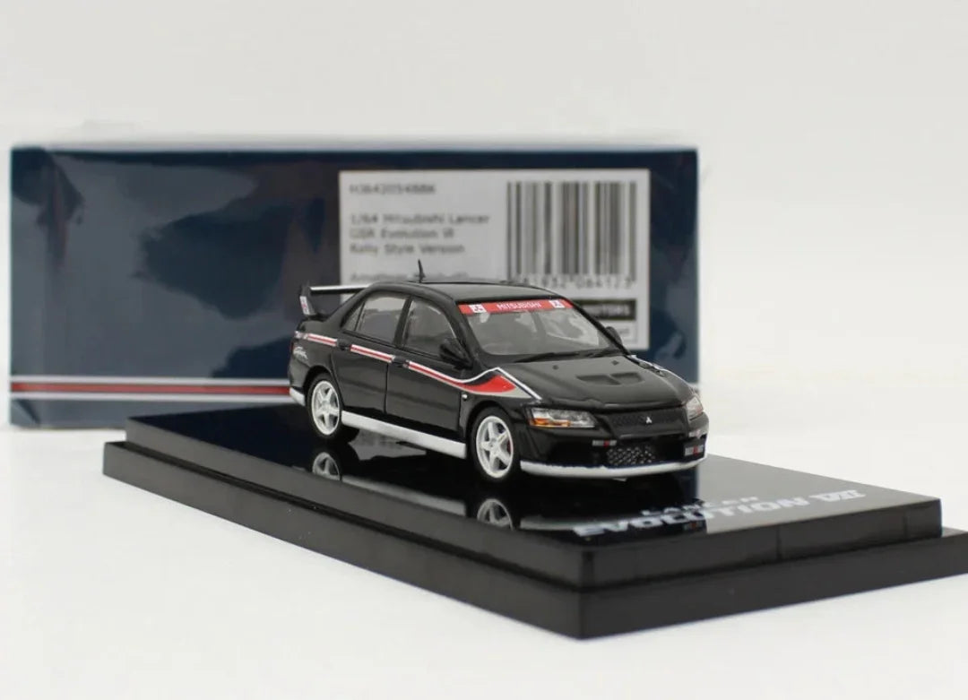 1:64 Hobby Japan HJ MITSUBISHI LANCER GSR EVOLUTION VII Rally Style Version Amethyst Black HJ642054BBK Diecast Model Car - Jaiman Toys