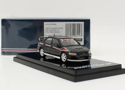 1:64 Hobby Japan HJ MITSUBISHI LANCER GSR EVOLUTION VII Rally Style Version Amethyst Black HJ642054BBK Diecast Model Car - Jaiman Toys