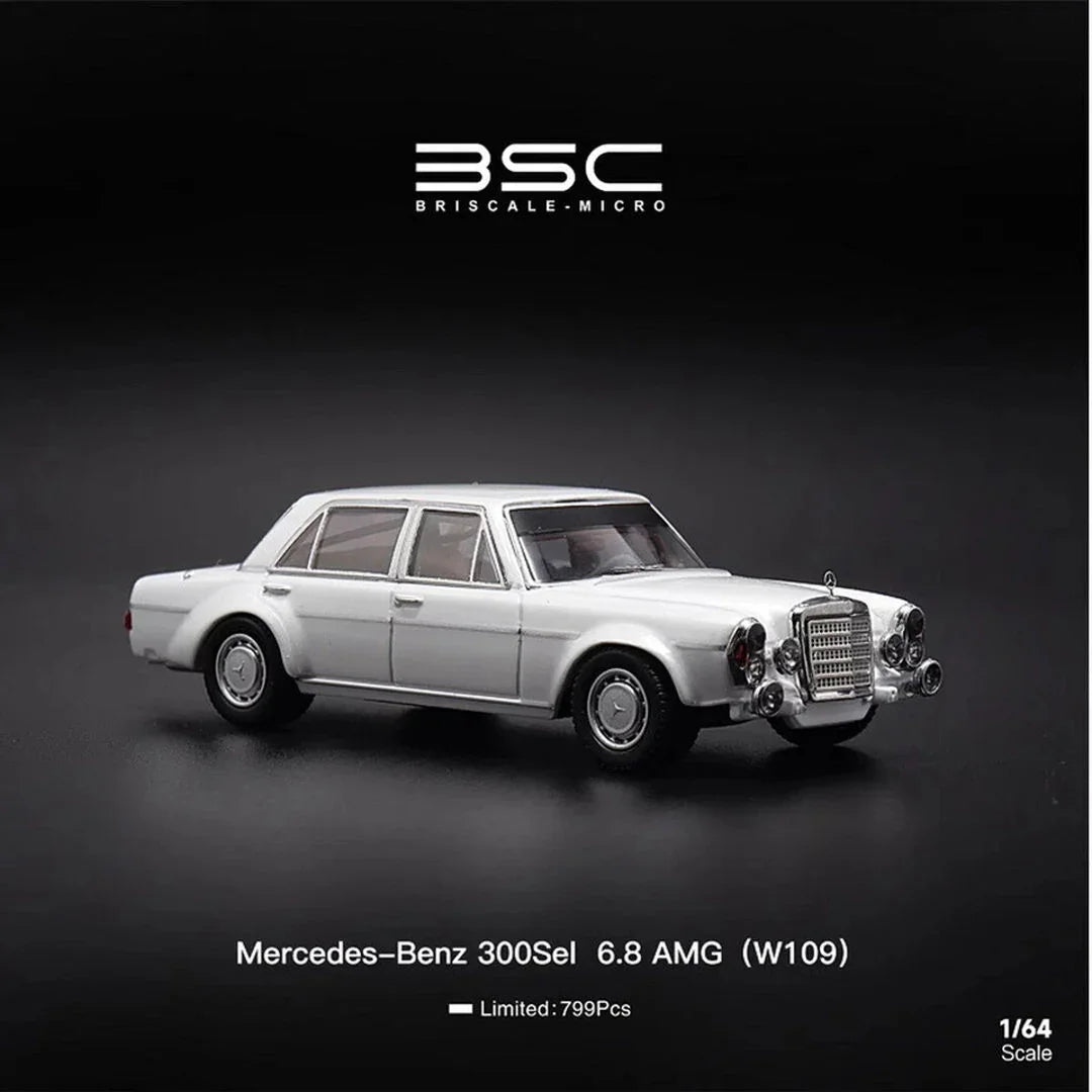 1:64 BSC Mercedes-Benz 300 SEL W109 White AMG Diecast Car Model - Jaiman Toys