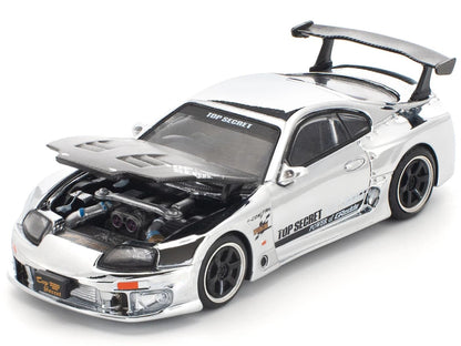 POP RACE 1:64 Top Secret GT300 Supra Silver Chrome – Scale Premium Diecast Collectible Model Car