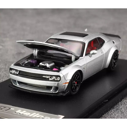 Stance Hunters 1:64 Dodge Hellcat SRT Convertible Silver  Diecast Car Model Collectible