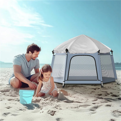 Breatoi Portable Playpen Tent House with UV Covers – Foldable Indoor & Outdoor Mesh Enclosure with Carry Bag (148cm)