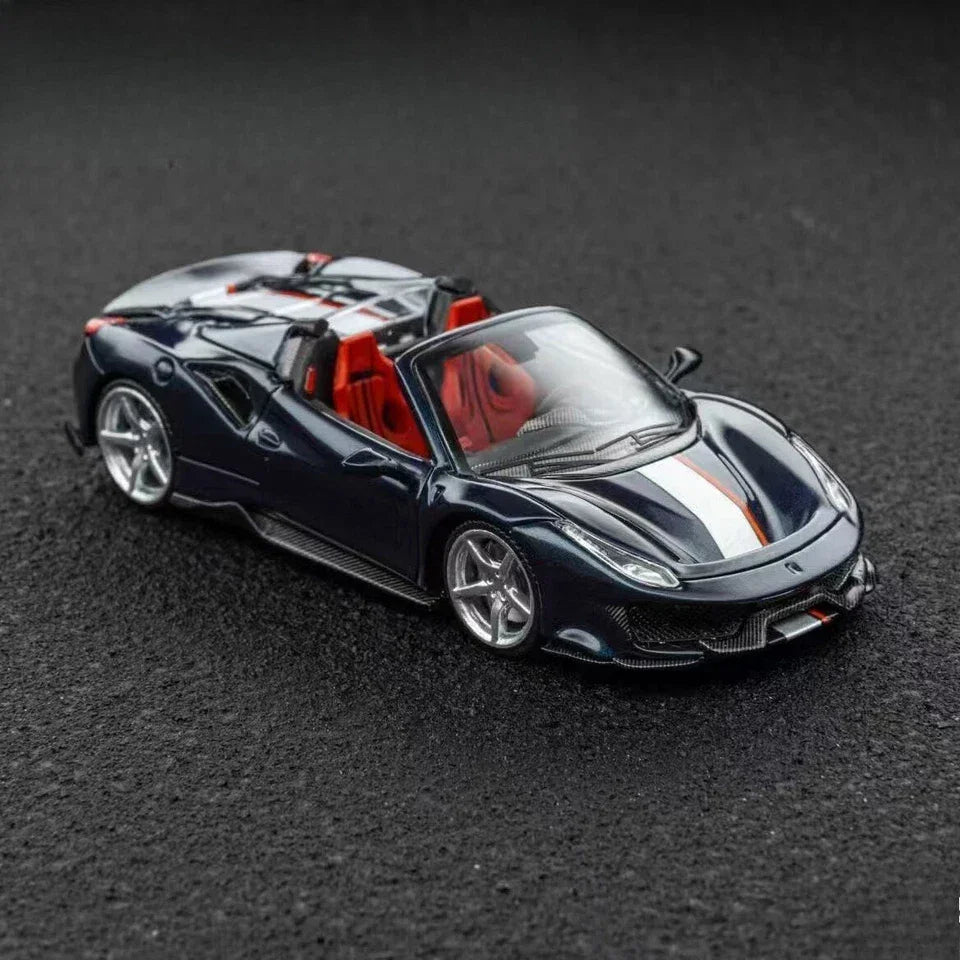 7PC 1:64 Novitec 488 Pista Spyder Model Car Metal Blue - Jaiman Toys